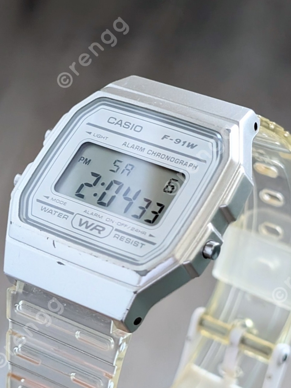 Casio F-91W Clear Silver Digital Watch